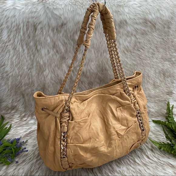 MCM Distressed Gold Chain Leather Tote - Picture 2 of 16